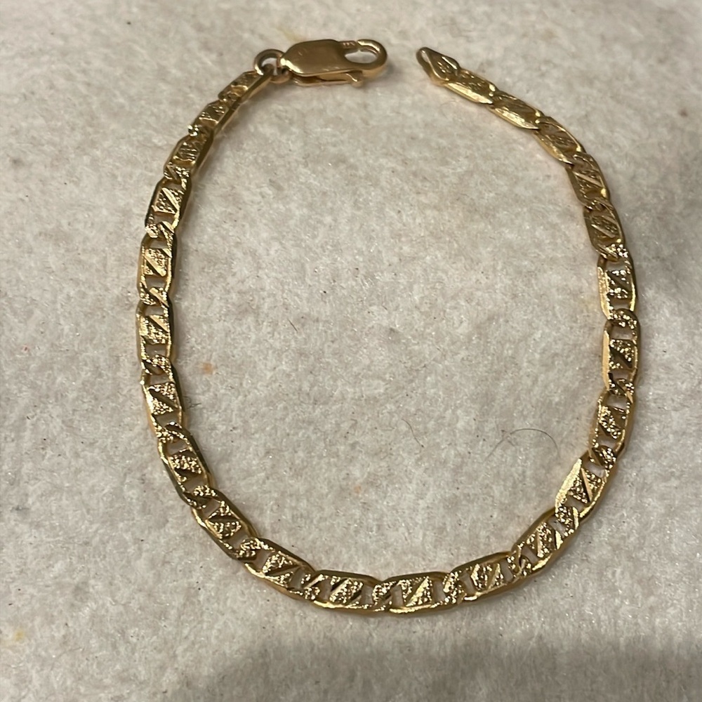 14K Solid Yellow Gold Rare Double Sided Italian Link Bracelet 9 grams 🇮🇹